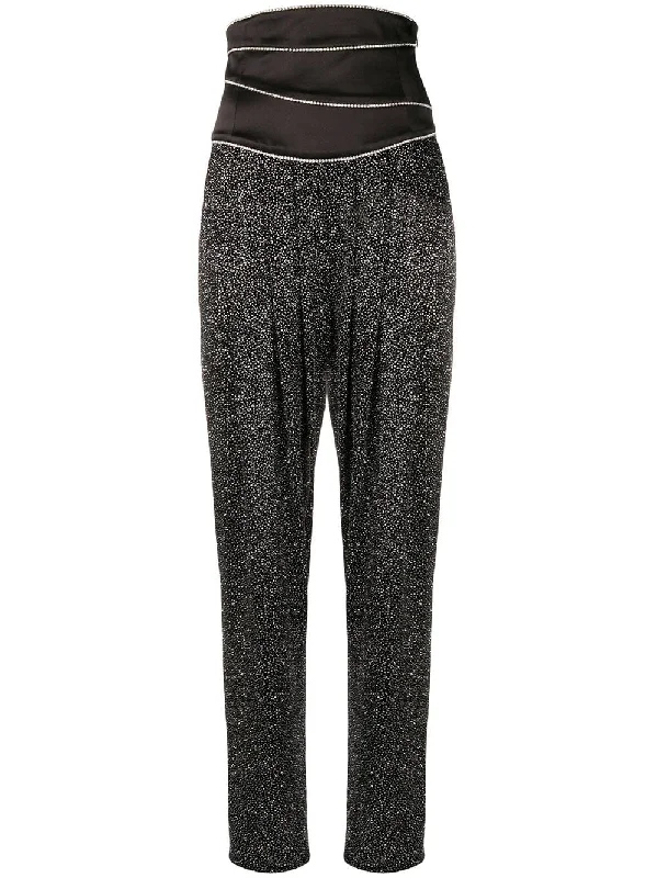 high-waisted rhinestone trousers Trousers Fleece Cozy