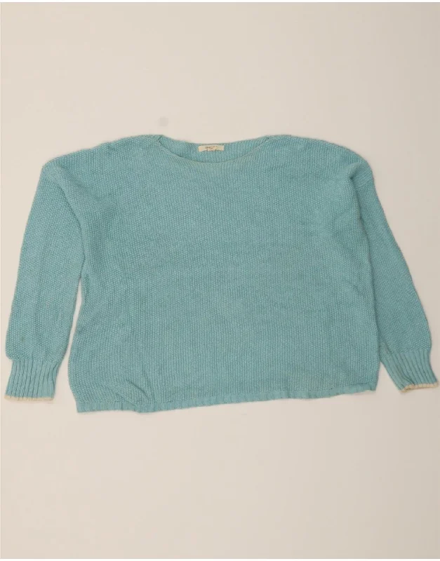 WHITE STUFF Womens Boat Neck Jumper Sweater UK 14 Large Blue Cotton Notch Collar Peter Pan Collar Cowl Neck WHITE STUFF Womens Boat Neck Jumper Sweater UK 14 Large Blue Cotton Notch Collar Peter Pan Collar Cowl Neck