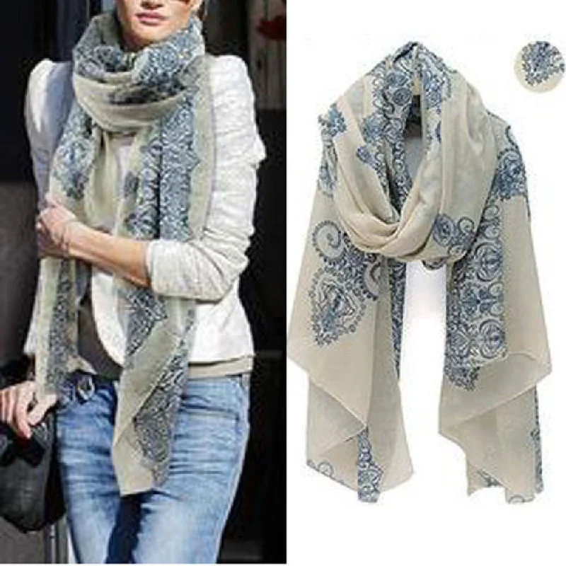 160*70cm High Blue and White Porcelain Style Thin Section the Silk Floss Women Scarf Shawl #L033511 Fashionable Oversized Shawl 160*70cm High Blue and White Porcelain Style Thin Section the Silk Floss Women Scarf Shawl #L033511 Fashionable Oversized Shawl