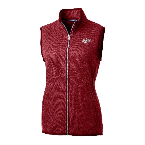Indiana Hoosiers Cutter & Buck Mainsail Sweater Knit Womens Full Zip Vest Spandex Blend Rayon Blend Denim Blend