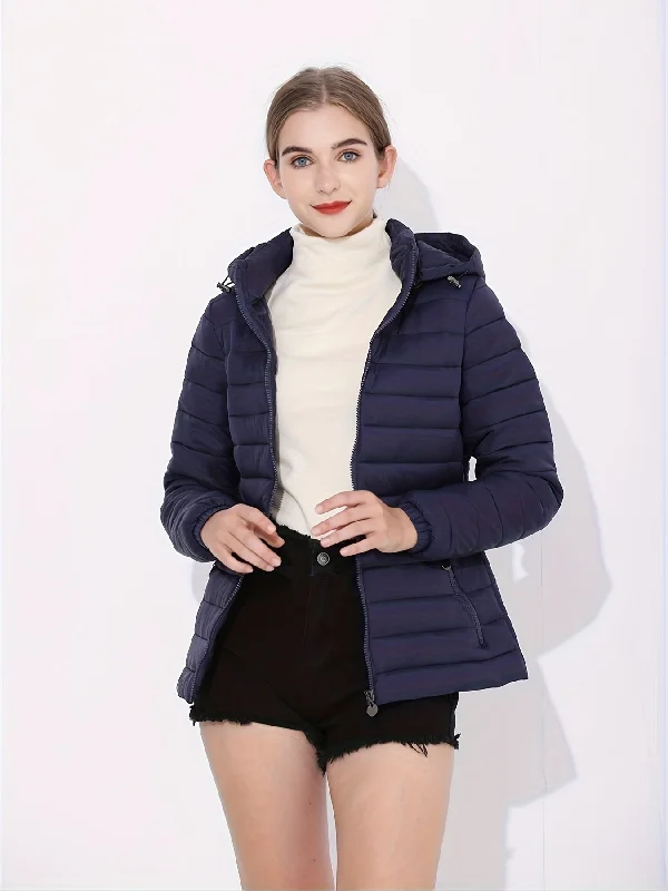 Cozy Thermal Zip-Up Hoodie Puffy Coat - Soft, Lightweight, Water-Resistant, and Warm Casual Long Sleeve Coat for Fall and Winter - Women's Clothing for Outdoor Activities Hoodie with Belted Waist Structured Tailored