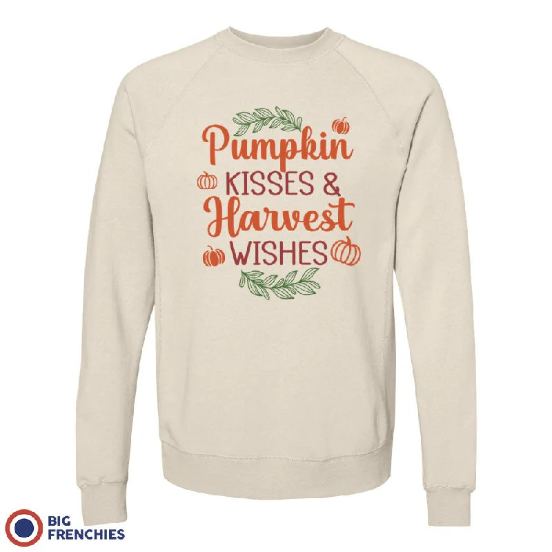 Pumpkin Kisses & Harvest Wishes Unisex Organic Cotton Sweatshirt Hoodie with Embroidery Detailed Premium