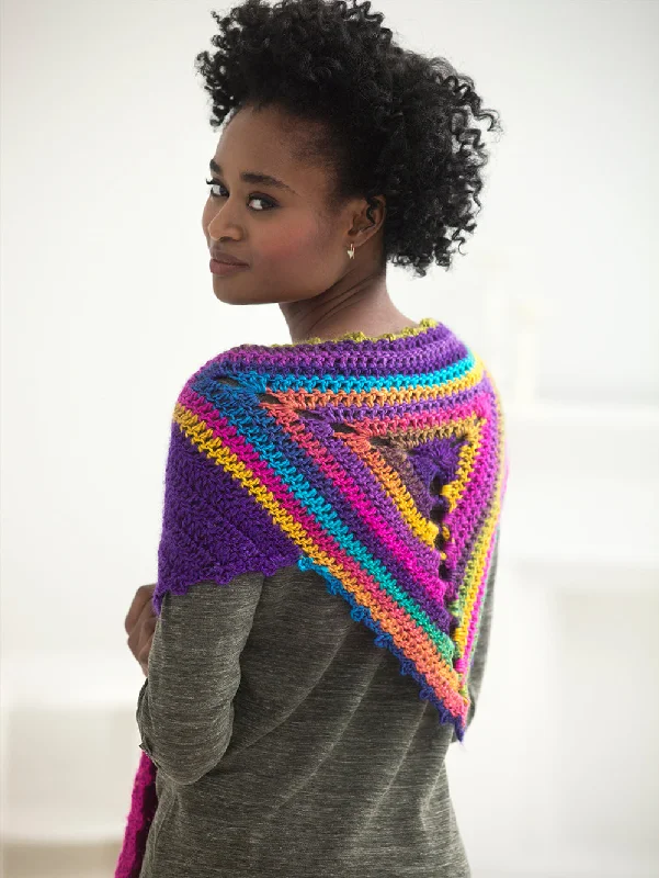 Rainbow Shawl (Crochet) Trendy Long Knit Shawl