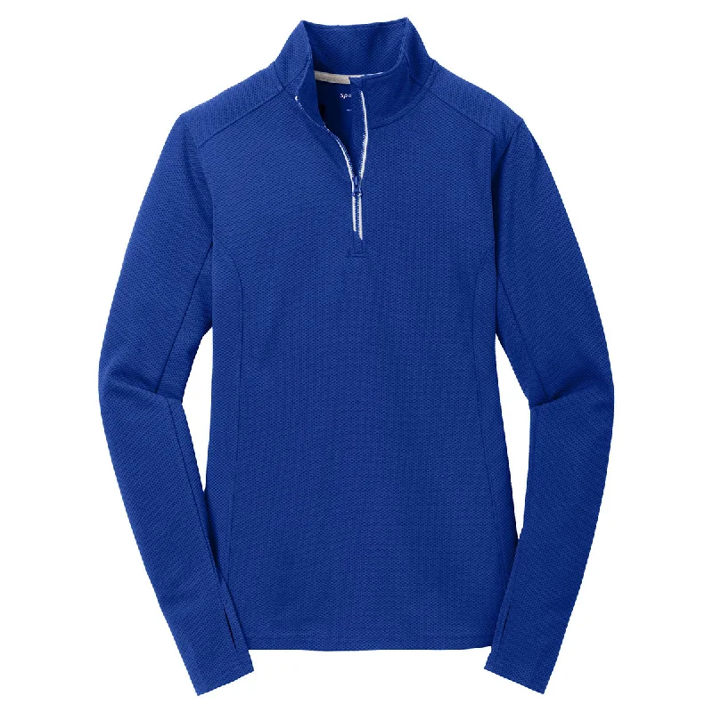 Sport-Tek Women's True Royal Sport-Wick Textured 1/4-Zip Pullover Cowl Neck Pullover Sport-Tek Women's True Royal Sport-Wick Textured 1/4-Zip Pullover Cowl Neck Pullover