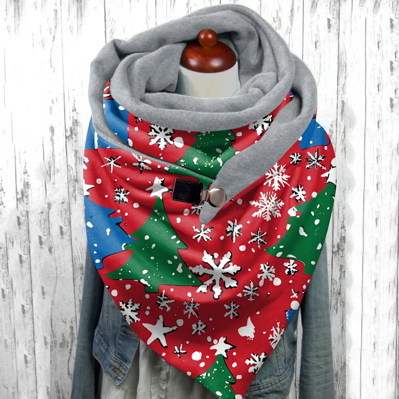 Women'S Scarf Winter Merry Christmas Printing Button Soft Wrap Fashion Casual Warm Scarves Shawls Scarf For Ladies Bufanda Gifts Soft Printed Shawl Wrap