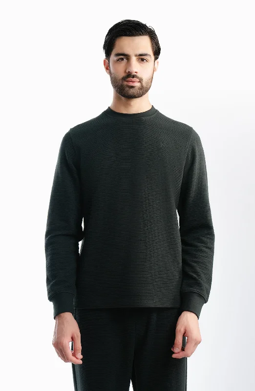 Ottoman Sweatshirt - Dark Green Hoodie with Raw Hem Edgy Unfinished