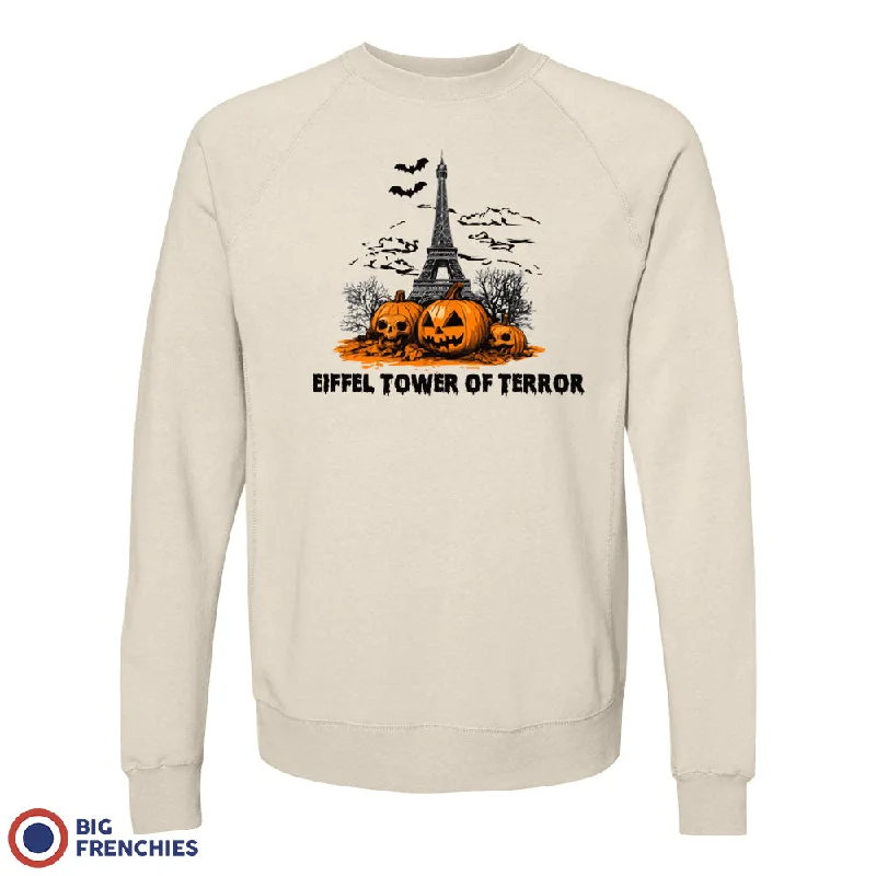 Eiffel Tower Of Terror Halloween Unisex Organic Cotton Sweatshirt Hoodie with Hem Raw Edge Edgy Unfinished