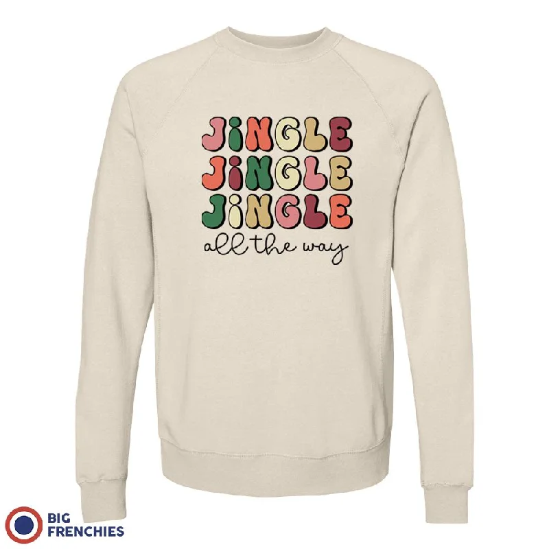 Jingle All The Way Christmas Unisex Organic Cotton Sweatshirt Hoodie with Rolled Sleeves Casual Relaxed