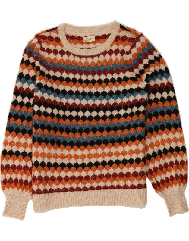 FAT FACE Womens Boat Neck Jumper Sweater UK 12 Medium Multicoloured Long Sweater Short Sweater Cropped Sweater