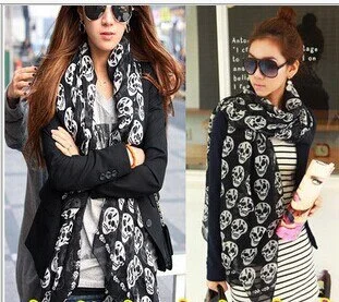 New women Fashion skull Scarves Muffler spring Autumn shawl scarf length:160cm width:50cm Chic Cotton Shawl Wrap New women Fashion skull Scarves Muffler spring Autumn shawl scarf length:160cm width:50cm Chic Cotton Shawl Wrap
