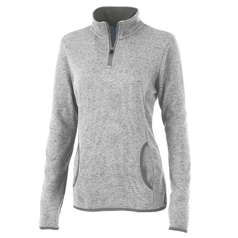 Charles River Women's Light Grey Heather Heathered Fleece Pullover Short Puff Sleeve Charles River Women's Light Grey Heather Heathered Fleece Pullover Short Puff Sleeve