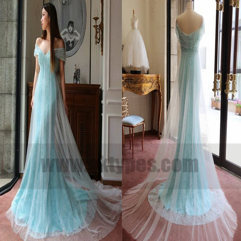 Off-shoulder Light Blue Evening Prom Dresses, Trendy Long Mermaid Lace Zipper Dresses, TYP0725 Off-shoulder Light Blue Evening Prom Dresses, Trendy Long Mermaid Lace Zipper Dresses, TYP0725