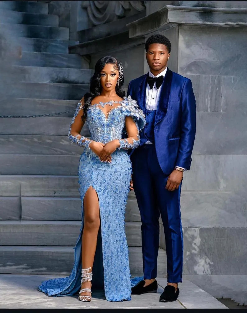 Blue Prom dress, Sequin dress, Corset gown Pageant gown, Homecoming dress, Wedding reception gown, Birthday gown, Party Aline gown with slit Blue Prom dress, Sequin dress, Corset gown Pageant gown, Homecoming dress, Wedding reception gown, Birthday gown, Party Aline gown with slit
