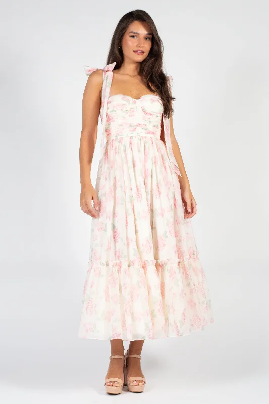 Hyacinth Tie Strap Floral Tiered Maxi Dress