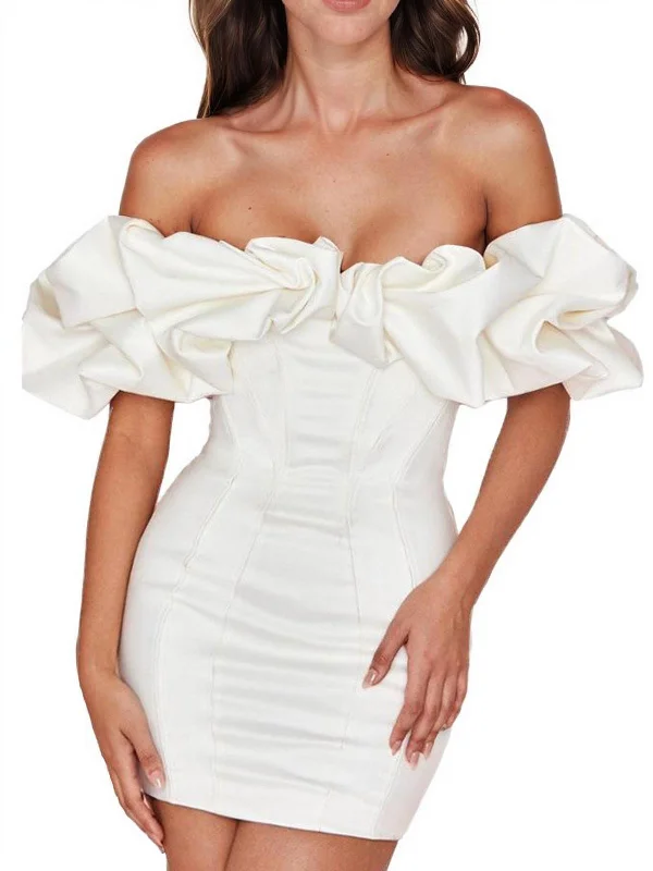 1980s Solid Off Shoulder Bodycon Dress