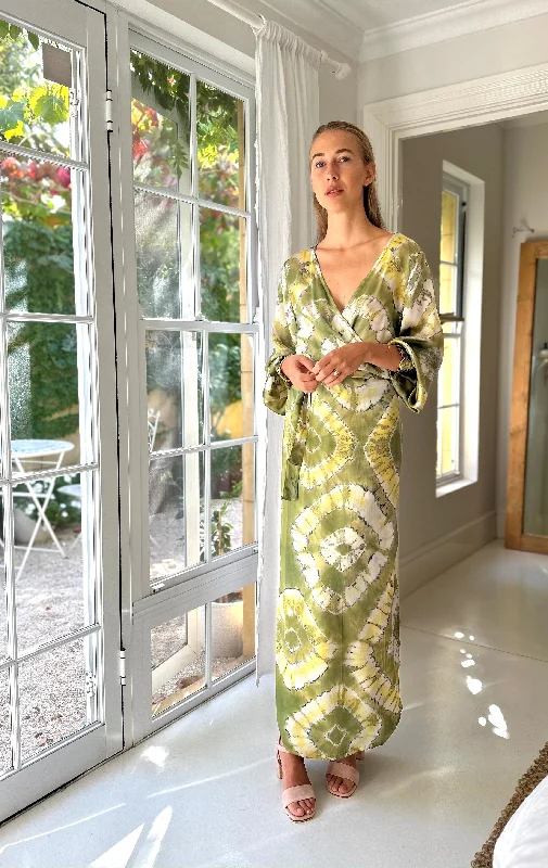 Havana Silk Wrap Dress in green