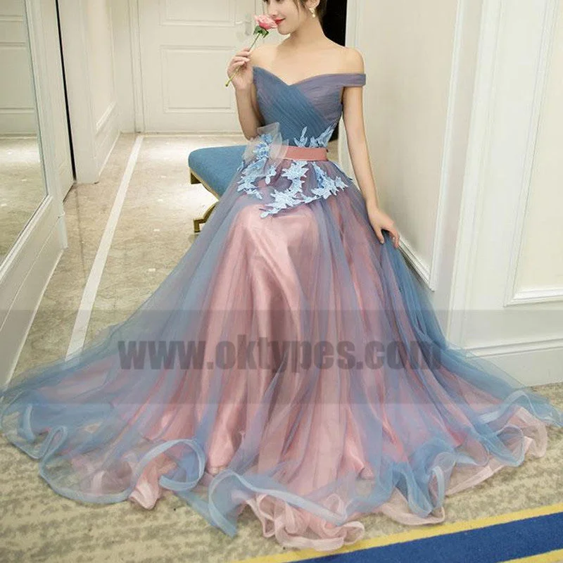 Newest Floor-length Two Piece Lace Appliques Printed Round Neck Long Prom Dresses, TYP0748 Newest Floor-length Two Piece Lace Appliques Printed Round Neck Long Prom Dresses, TYP0748