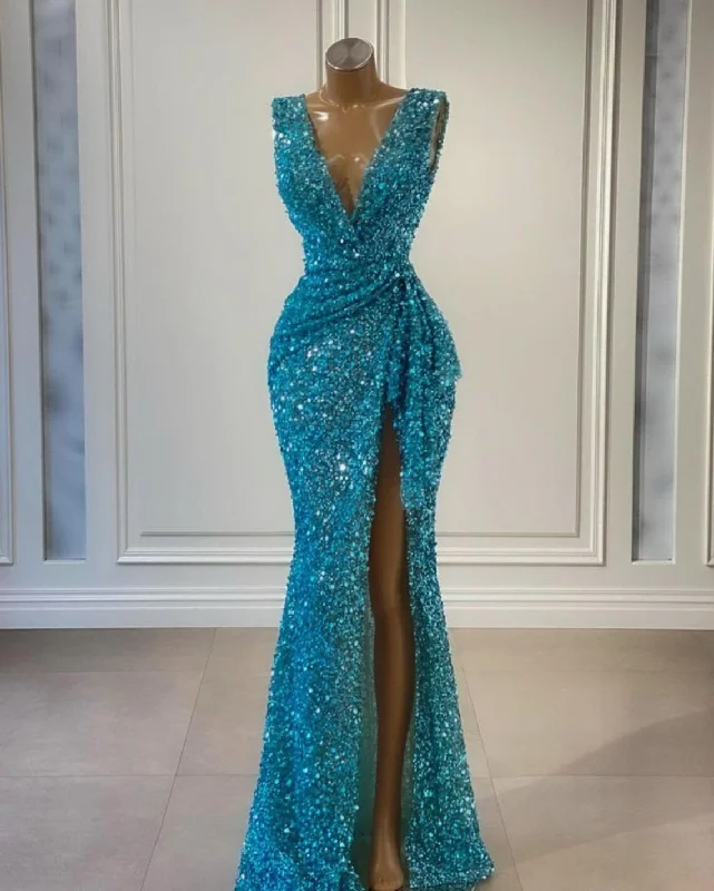 Blue Sequin prom dress, Evening Dresses for women, Prom dress, Sequence dress, African women's wear, Lace dress Blue Sequin prom dress, Evening Dresses for women, Prom dress, Sequence dress, African women's wear, Lace dress