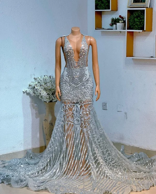 African prom dress, ball dress, luxury silver mermaid prom dress, bridesmaid gown, evening gown, birthday photoshoot gown, dinner party gown African prom dress, ball dress, luxury silver mermaid prom dress, bridesmaid gown, evening gown, birthday photoshoot gown, dinner party gown