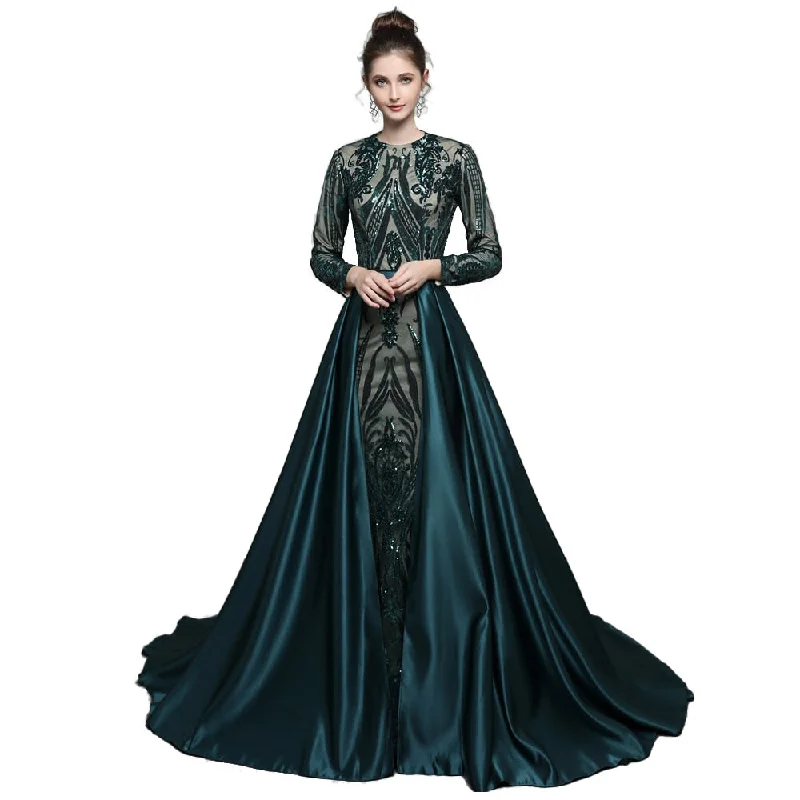Real Photos Muslim Evening Dress With Detachable Train Sequined Moroccan Kaftan Formal Party Gown Real Photos Muslim Evening Dress With Detachable Train Sequined Moroccan Kaftan Formal Party Gown