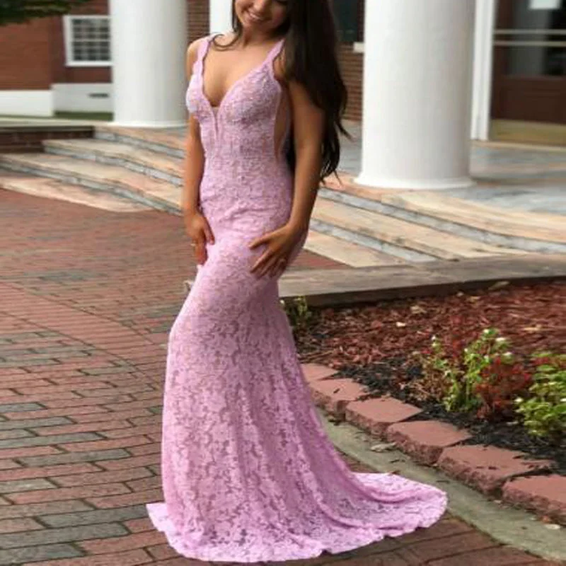 Light Pink Prom Dresses, Long Lace Mermaid Prom Dresses, Halter Prom Dresses, Open-back Prom Dresses, TYP0079 Light Pink Prom Dresses, Long Lace Mermaid Prom Dresses, Halter Prom Dresses, Open-back Prom Dresses, TYP0079