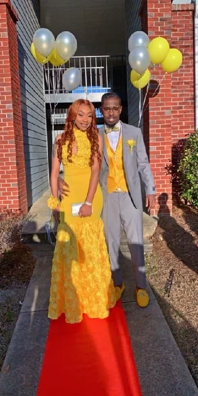 Yellow Mermaid Long Prom Dress , Charming Prom Dress    cg15316