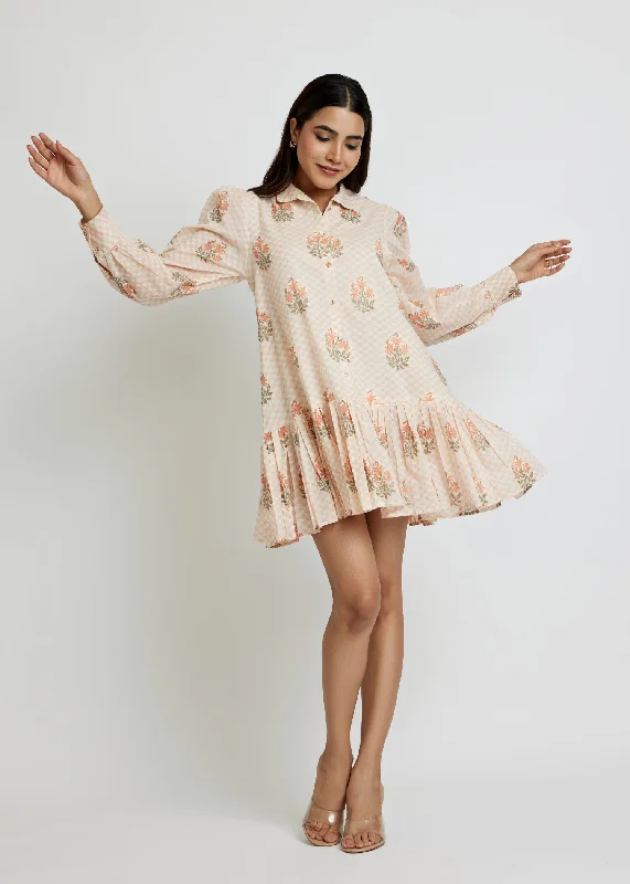Short Ruffle Peach Dress