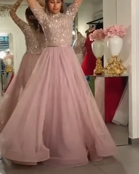 High Neck Long Sleeves Muslim Evening Dress 2020 Elegant Prom Dresses   cg15341