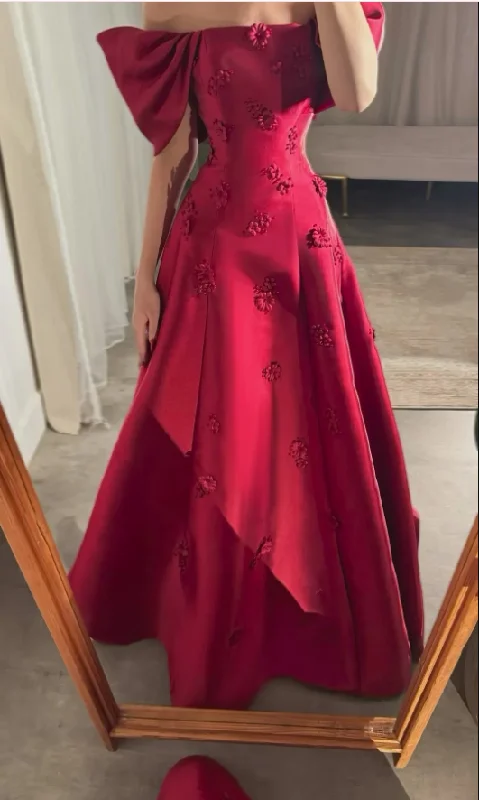 Burgundy Off The Shoulder Satin Appliques Evening Dress Classy Mermaid Party Dress cc1672 Burgundy Off The Shoulder Satin Appliques Evening Dress Classy Mermaid Party Dress cc1672