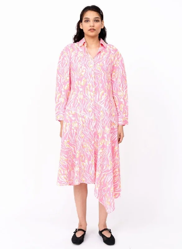Pink Wave Shirt Dress