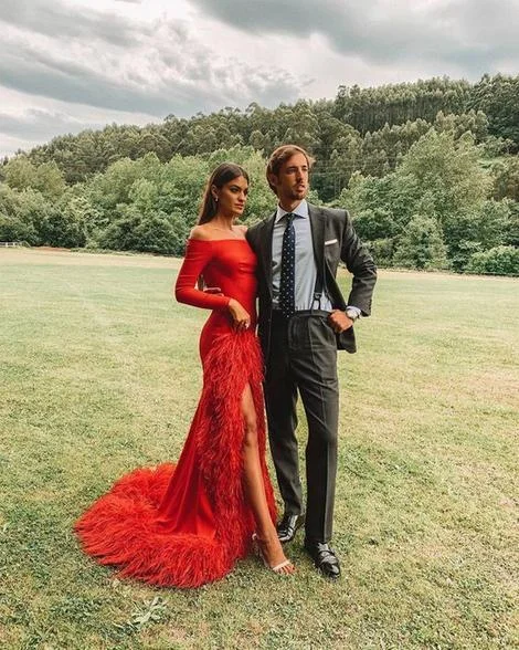 Split Long Sleeves Evening Dress prom dress christmas dress   cg15383