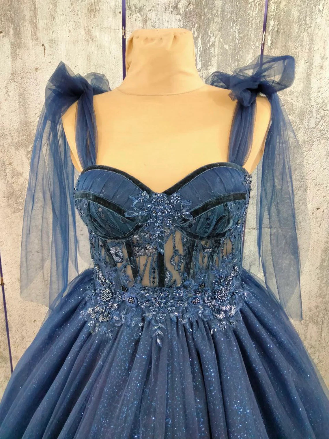 Tulle Dark Blue Party Dress, Prom Evening Dress, Off Shoulder Gown, Prom Dress, A-Line Party Dress, Maxi Corset Dress, Elegant Evening Dress Tulle Dark Blue Party Dress, Prom Evening Dress, Off Shoulder Gown, Prom Dress, A-Line Party Dress, Maxi Corset Dress, Elegant Evening Dress