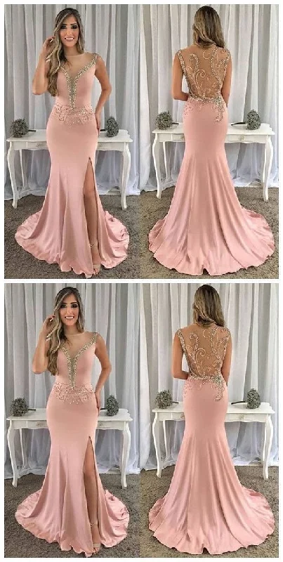 Simple Mermaid Pink Prom Dress, Charming Prom Dress   cg15591