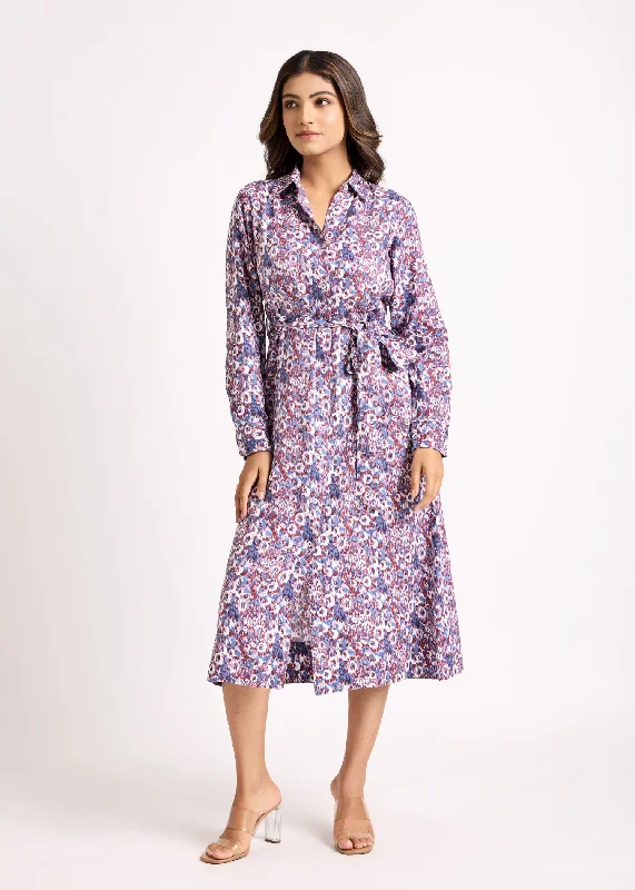 Buttoned Shirt Purple Dress