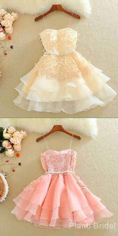 Lovely Homecoming Dress, Sweetheart Mini Homecoming Dress, Lace Appliques Layered Homecoming Dresses Lovely Homecoming Dress, Sweetheart Mini Homecoming Dress, Lace Appliques Layered Homecoming Dresses