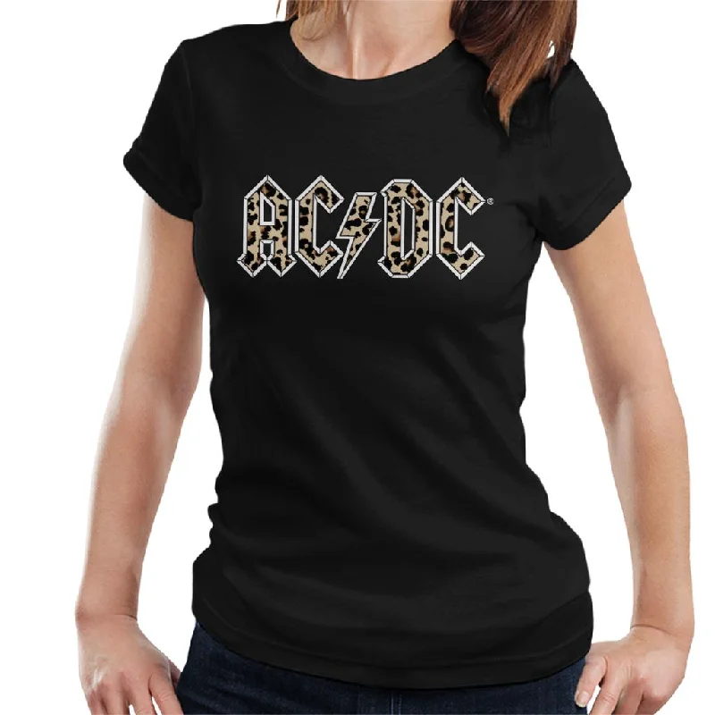 ACDC Leopard Print Logo Women's T-Shirt Graphic T-Shirt Round Neck Polyester