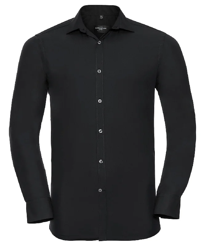 Black - Long sleeve ultimate stretch shirt Ribbed Striped Patterned