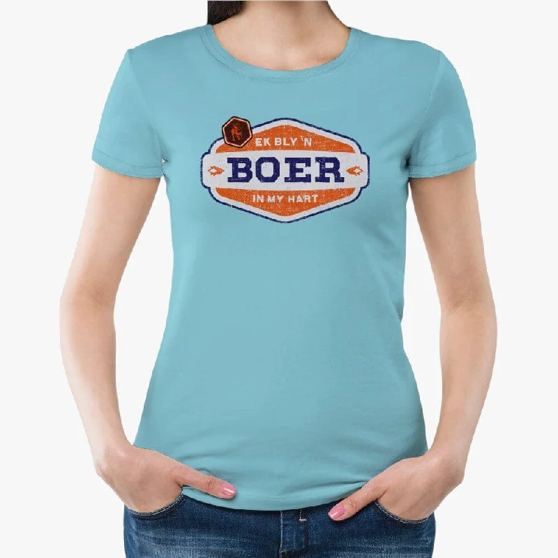 Boerboel Womens Premium Cotton Boer Short Sleeve Tee Light Blue Hooded Caped Shawl Collar