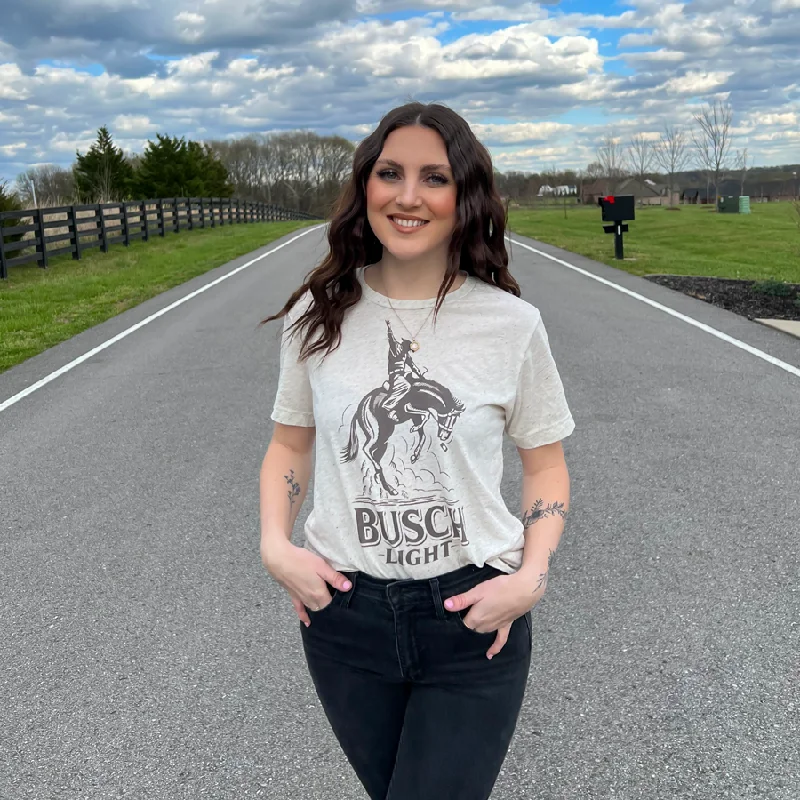 Busch Light Cowboy T-Shirt Mesh Fabric Canvas Fabric Denim Fabric