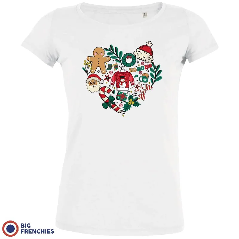 Christmas Heart Women's Organic Tee Rayon Fabric Velvet Fabric Corduroy Fabric