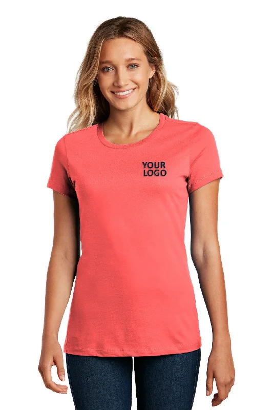 District Made Ladies Perfect Weight Crew Tee's, Coral Terry Blend Velvet Blend Canvas Blend District Made Ladies Perfect Weight Crew Tee's, Coral Terry Blend Velvet Blend Canvas Blend