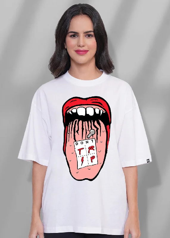 Don't Trip Women Oversized T-Shirt Welt Pockets Slit Pockets Flap Pockets
