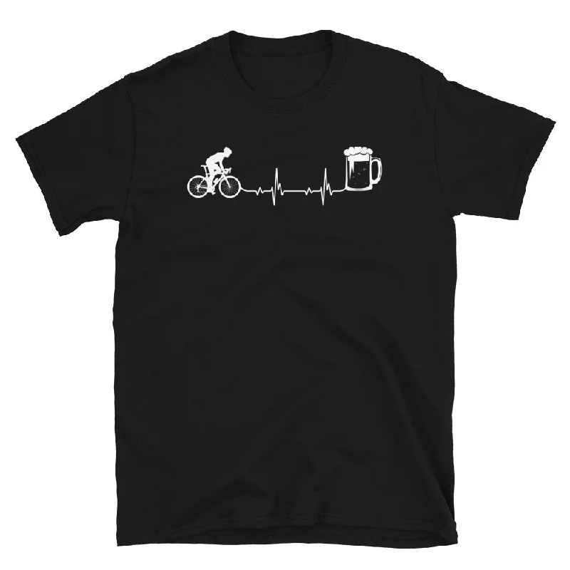 Herzschlag, Bier Und Radfahren - T-Shirt (Unisex) Silk Blend Satin Velvet