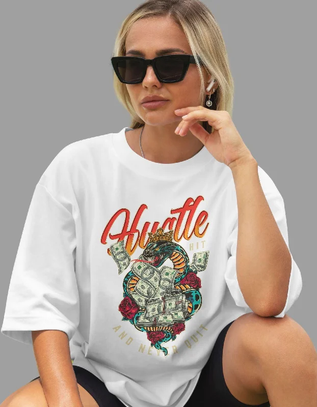 Hustle Money Oversized Tshirt for Women Fleece Nylon Spandex