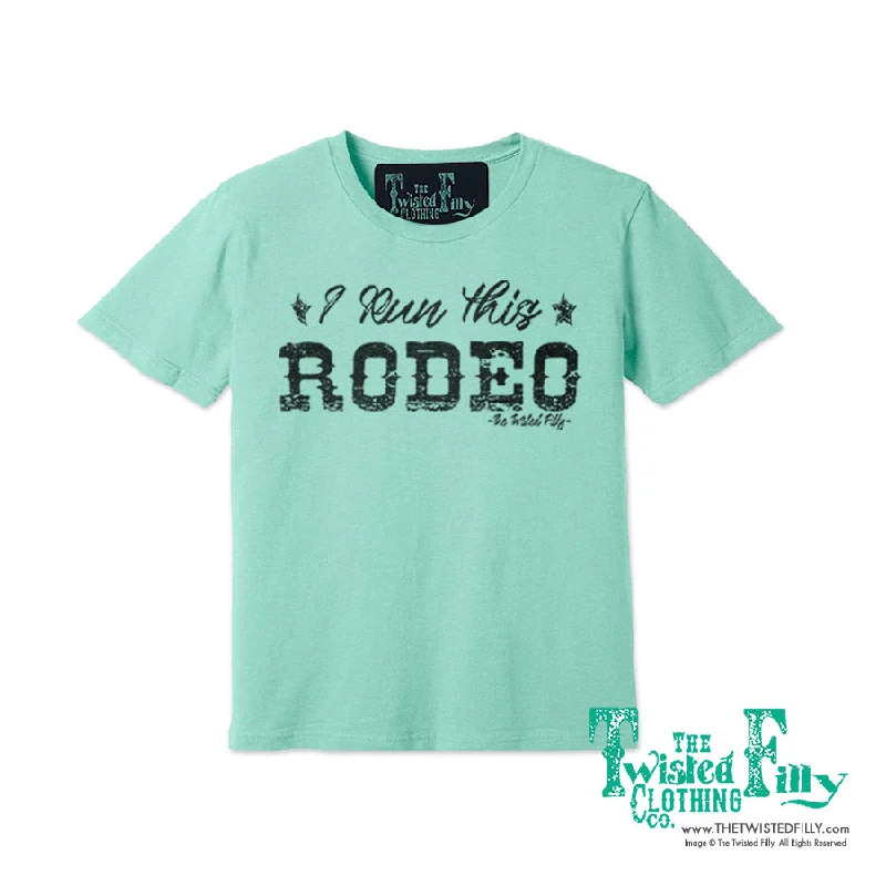 I Run This Rodeo - S/S Adult Crew Neck Unisex Tee - Assorted Colors Anti-Shrink Durable Soft