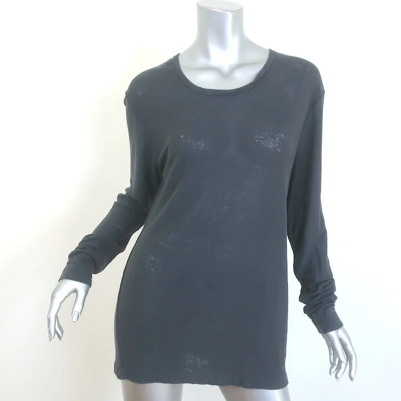 IRO Jordan Long Sleeve Tee Charcoal Linen Jersey Size Medium Knit Fabric Woven Fabric Fleece Fabric