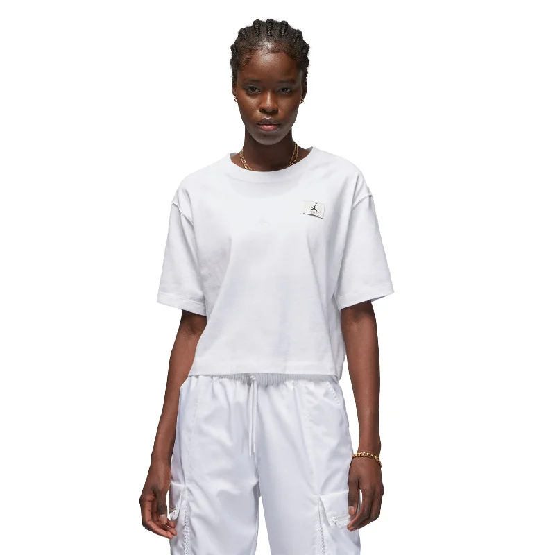 Jordan Essential Boxy Women's T-shirt White Mesh Blend Leather Blend Suede Blend