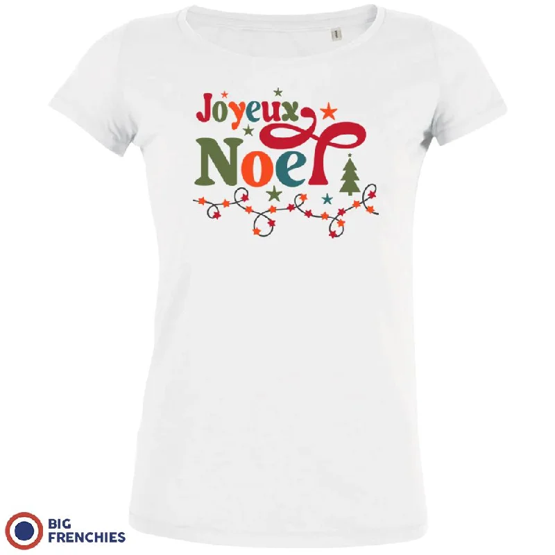 Joyeux Noël Christmas Women's Organic Cotton Tee Beaded Sequined Faux Fur