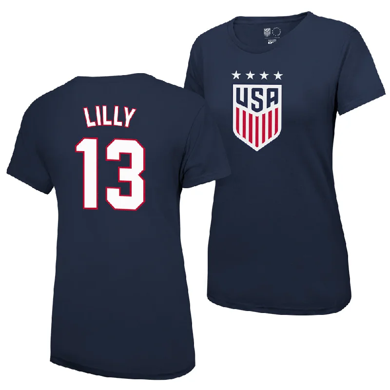 Kristine Lilly 1999 USWNT Women's 4 Star T-Shirt Front Pockets Side Pockets Patch Pockets Kristine Lilly 1999 USWNT Women's 4 Star T-Shirt Front Pockets Side Pockets Patch Pockets