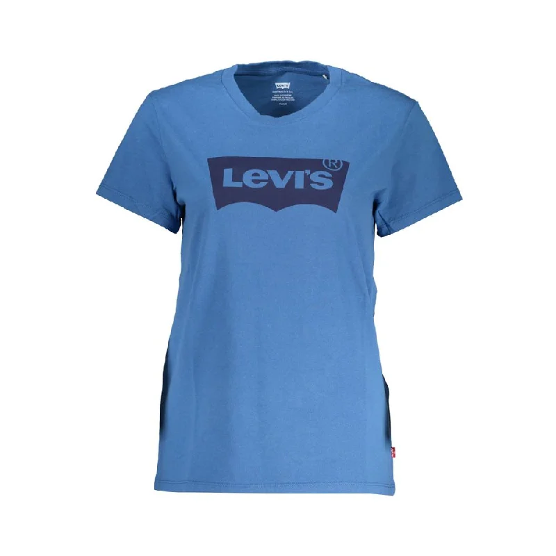 Levi's Blue Cotton Women T-Shirt Cotton Fabric Linen Fabric Terry Fabric